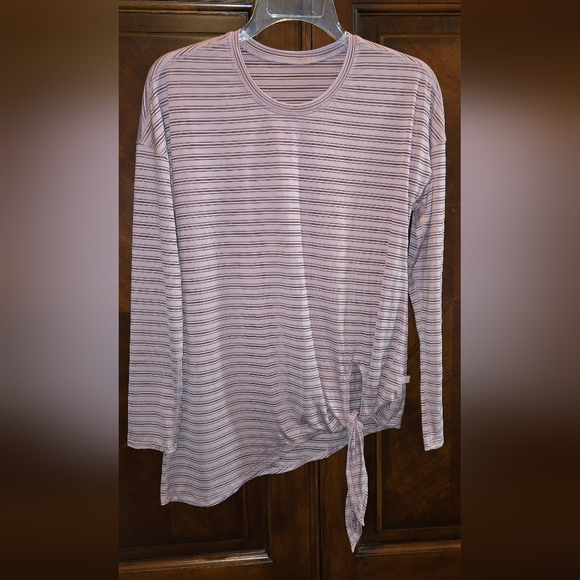 Lululemon Tie Your Practice Long Sleeve *Stripe Vintage Mauve - Picture 9 of 12